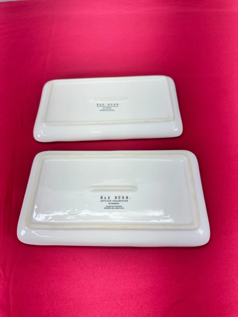 Rae Dunn White Ceramic 'MEOW' and 'PURRRR' Trinket Dishes